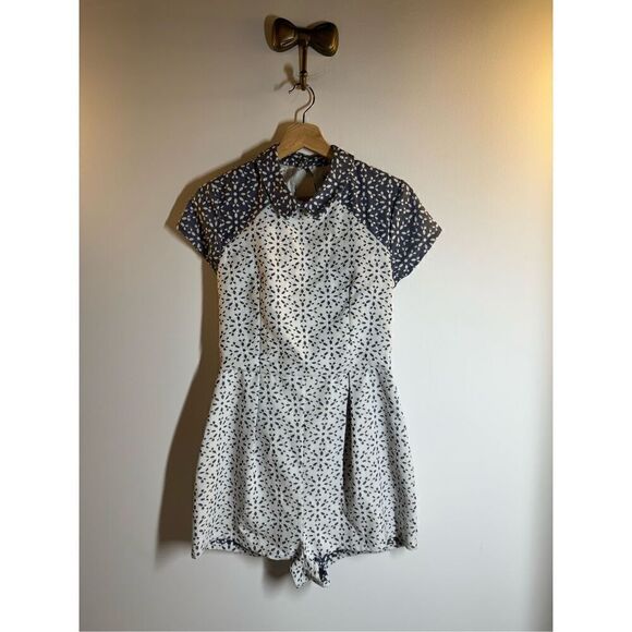 Top Shop Eyelet Open Back Romper - Picture 1 of 9